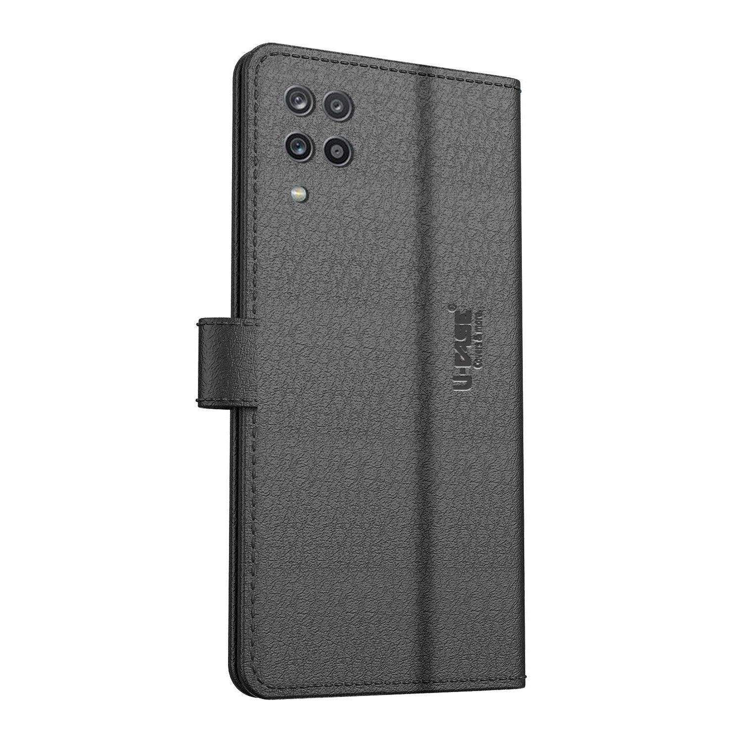 U-CASE Magnetic Flip Cover for Samsung Galaxy A12 / M12 / F12 Vegan Foldable Stand & Pocket Magnetic Closure - Aibex